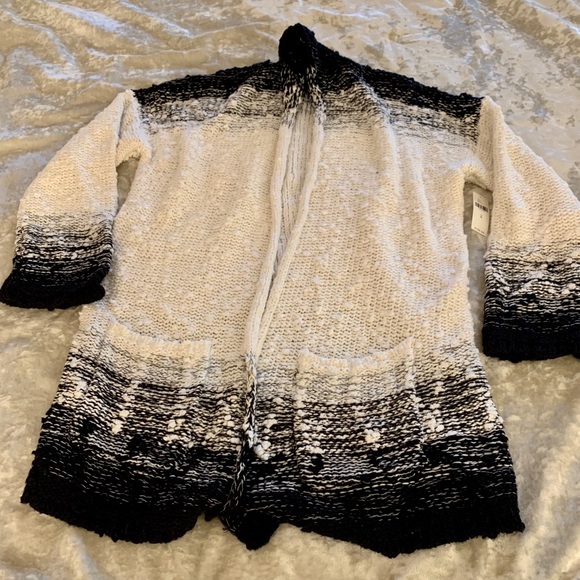 NWT Anthropologie Ivory/Black Cardigan Sweater 🖤 - Picture 1 of 5